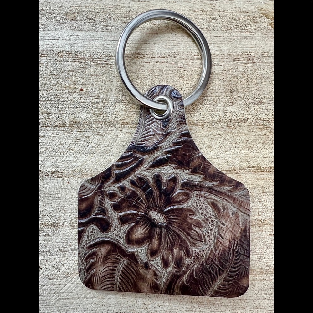 leather keychain, cattle tag, cow tag, teen stocking stuffer fashion, christmas